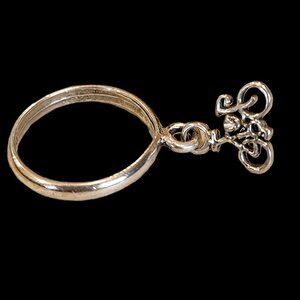 Vintage 1980s 925 Sterling Silver Bicycle Charm Ring